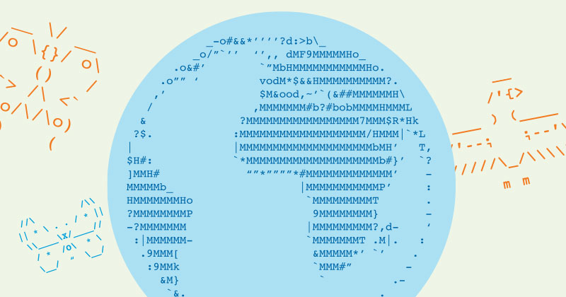 ascii illustration of the earth and elements