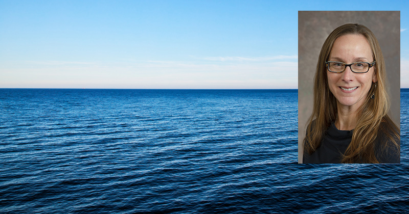 943909666 Seascape with sea horizon and almost clear deep blue sky - Background