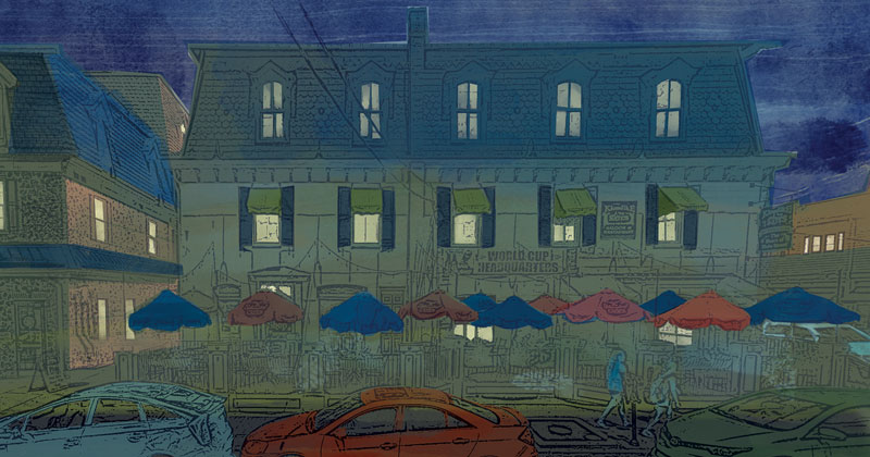 Main Street at night illustration Main Street at night illustration