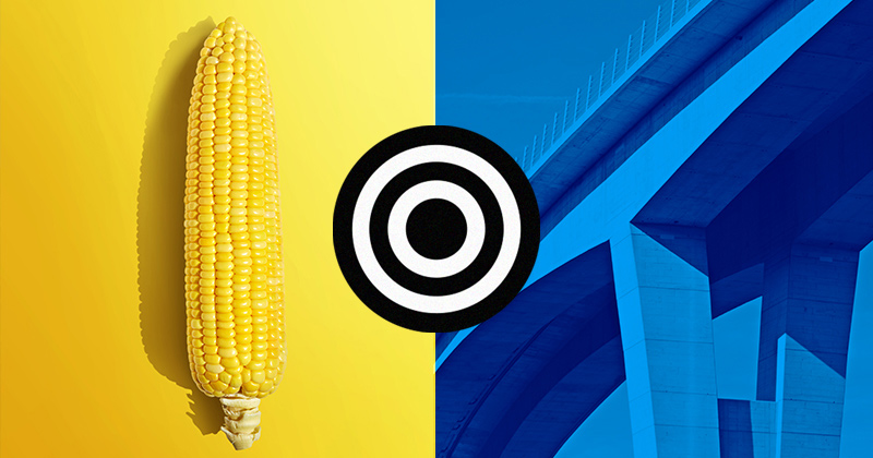 Illustration showing corn and a bridge to connect agriculture and engineering