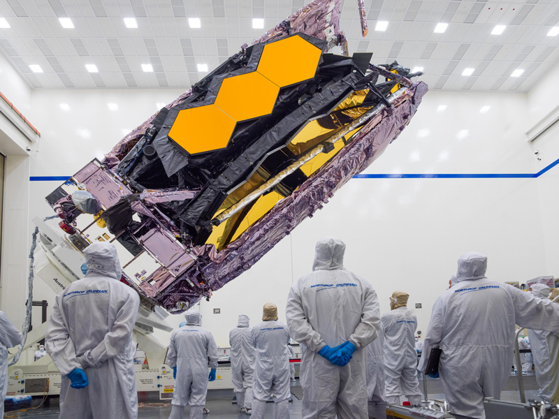 The James Webb Space Telescope is in the process of being packed up at the Northrop Grumman facility in California for shipment to its launch site in Kourou, French Guiana. 