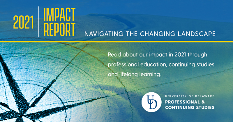 Front cover of UD PCS 2021 impact report: Navigating the changing landscape
