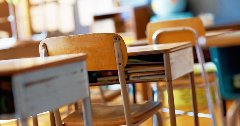 155096737 Empty classroom with no students