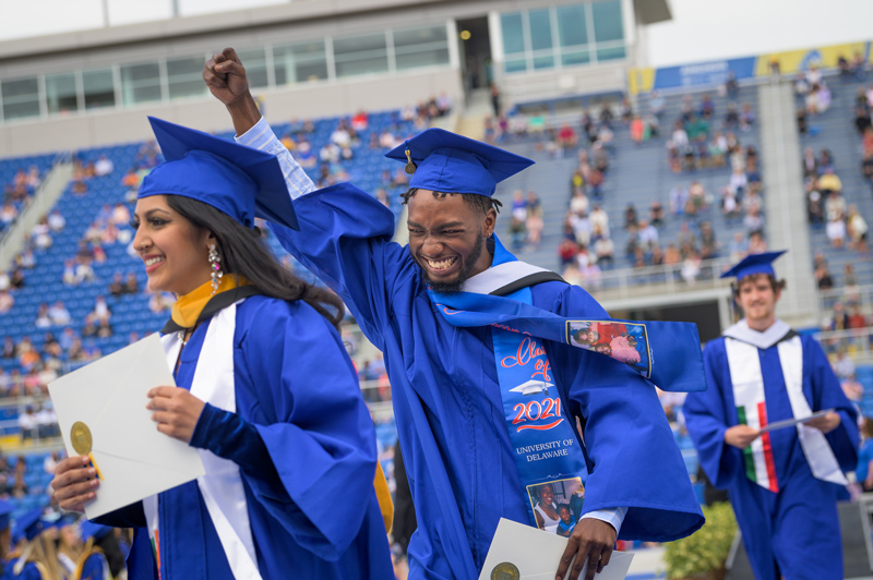 Class of 2021 commencement ceremony for students in the College of Arts and Sciences. Presided over by University of Delaware  President Dennis Assanis and John Pelesko, Dean of the College of Arts and Sciences, and held in Delaware Stadium on May 28th, 2021.