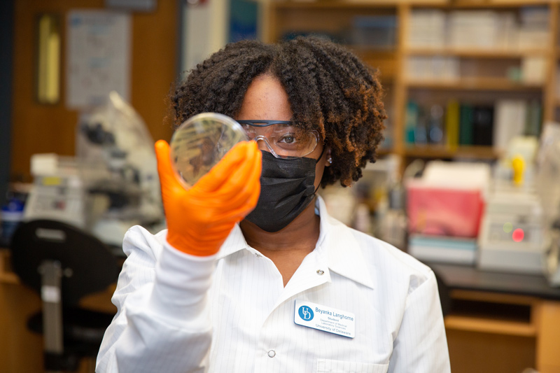 Beyanka Langhorne, a senior medical laboratory science major, has accepted a job as a medical technologist in the blood bank laboratory at Nemours Children’s Health. Beyanka Langhorne, a senior medical laboratory science major, has accepted a job as a medical technologist in the blood bank laboratory at Nemours Children’s Health.