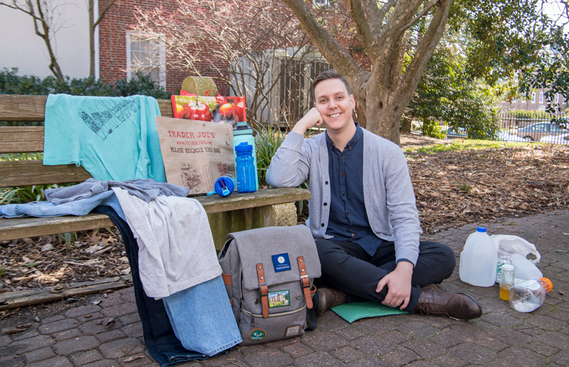 Grad - Thomas Benson - Recycle & Sustainability - 03.11.22 A fifth-year University of Delaware doctoral candidate and dissertation fellow in political science and international relations, Thomas Benson has combined his passion for the environment with his education to impact the UD campus and beyond.