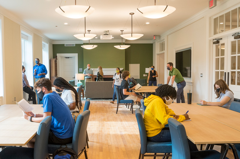 The new Wellbeing Center at Warner Hall opened in August 2021, providing a hub for wellbeing resources. The Community Commons serves as a gathering space for students to study or relax.