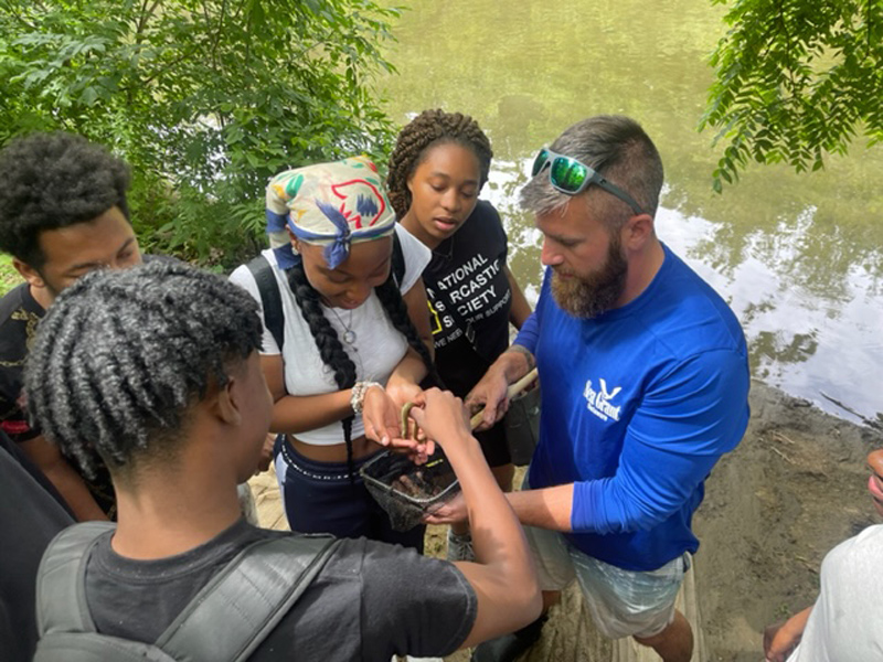 The students also worked in their home city, where they used a net to catch fish on the Brandywine River with Ed Hale, DESG fisheries and aquaculture specialist and an assistant professor in UD’s School of Marine Science and Policy. 