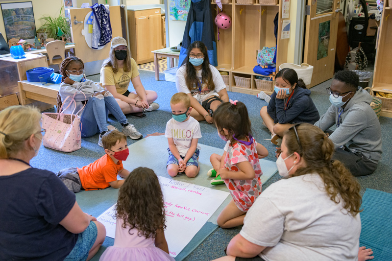 Teachers of Tomorrow participants visit campers at the UD Lab School to gain hands-on experience working with young children and explore their interest in the College of Education and Human Development’s Early Childhood Education major. Teachers of Tomorrow participants visit campers at the UD Lab School to gain hands-on experience working with young children and explore their interest in the College of Education and Human Development’s Early Childhood Education major.