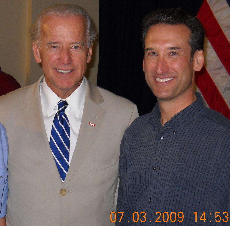 Steve Bondy (right) stands with then-Vice President Joe Biden in Baghdad in July of 2009. 