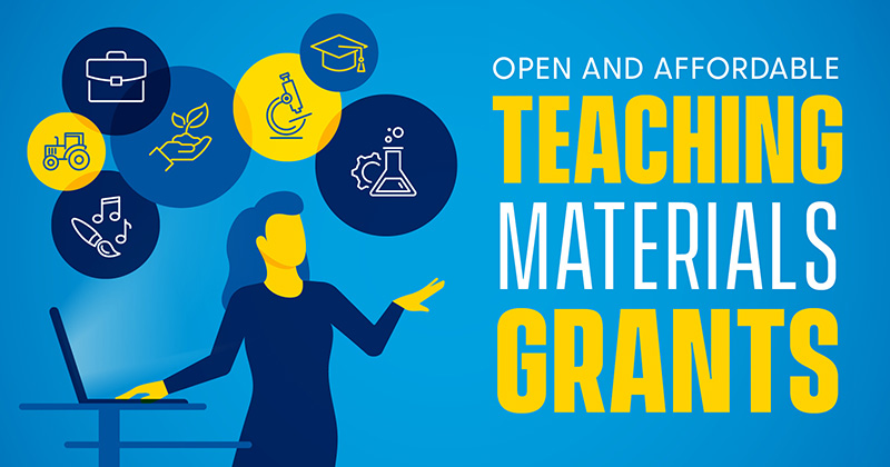 Illustration of an instructor with icons illustrating the various subject matters taught.