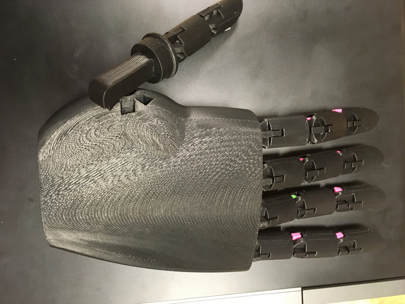 This 3D-printed prosthetic hand for children was created by University of Delaware students as part of the College of Engineering’s Capstone Design Program. The program challenges senior engineering students to design, build and create a solution to an engineering challenge posed by an industry sponsor.