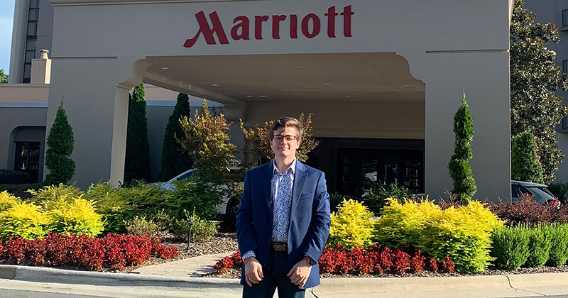 Gabe Castro, who is scheduled to graduate with the Class of 2022, is a hospitality business management major, with minors in economics and spa and wellness management.