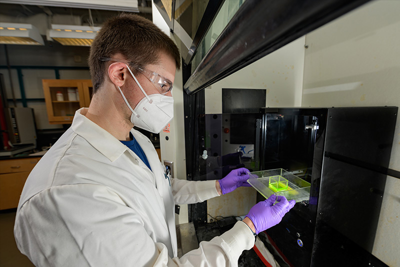 Robert O'Dea is a chemical engineering doctoral student working in the lab of Professor Thomas Epps and co-author on a new paper which looks at methods of repurposing lignin, the hardest-to-recycle part of trees, grasses and other biomass.