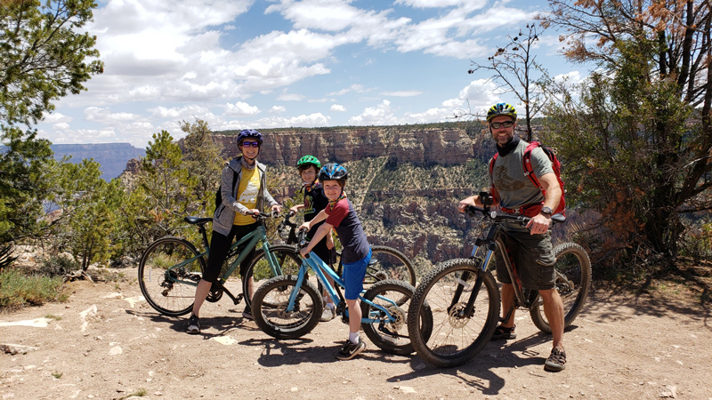 The Willard family biked the South Rim of the Grand Canyon while adventuring around America. 