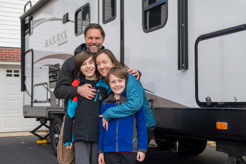 OCM - RV Family Willard's - Double Dels - 112921 “You only live once,” said Rose Glynn, who graduated from UD in 2003, about her decision to travel to the country with her husband, Glynn, a 1998 alumnus, and their two boys, Gavyn (lower left) and Zach (lower right).