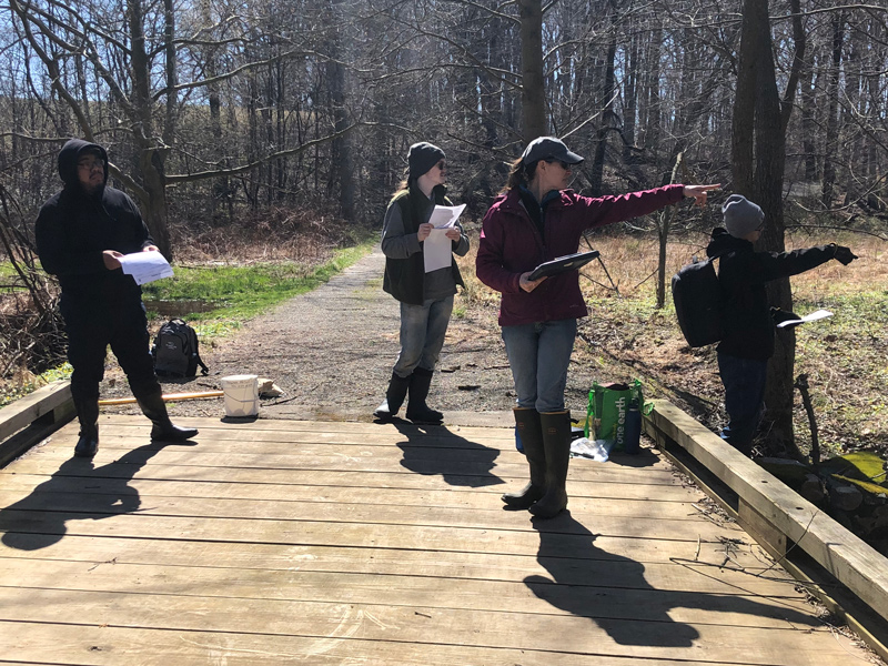 As part of the Green Infrastructure internship, the students visited the Delaware Nature Society where they learned about sustainable farming and did water quality monitoring. 