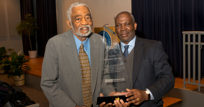 Reception for Dr. James Newton 020917 Dr. Newton with W.O. Maloba