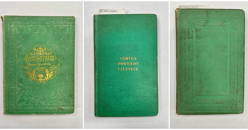 Examples of the emerald green pigment containing arsenic from the Winterthur Library, Printed Book and Periodical Collection.