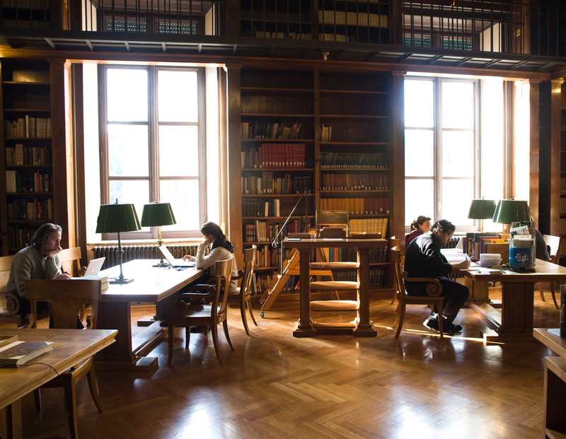 Scholars at work in the library of the American Academy in Rome.