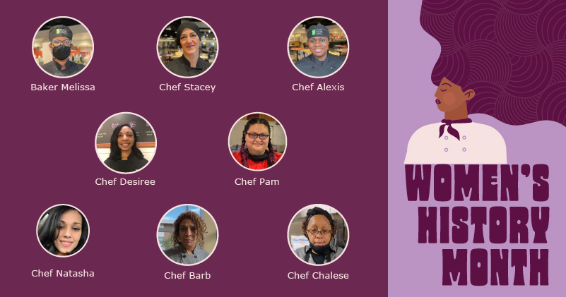 Eight Women Chefs and Bakers from all three residential dining locations