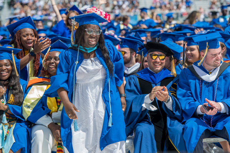 Melissa Lewis, who earned a bachelor of science in elementary education, said her UD experience was transformative. “UD really has afforded me so many opportunities. I am proud to call myself a Blue Hen,” she said. Melissa Lewis, who earned a bachelor of science in elementary education, said her UD experience was transformative. “UD really has afforded me so many opportunities. I am proud to call myself a Blue Hen,” she said.