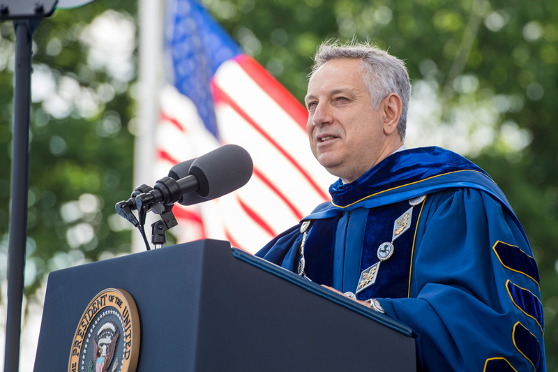A crowd of about 20,000 people — including graduates, family and friends — attended the Commencement ceremony. UD President Dennis Assanis tells graduates their University education can take them anywhere, including to the White House.