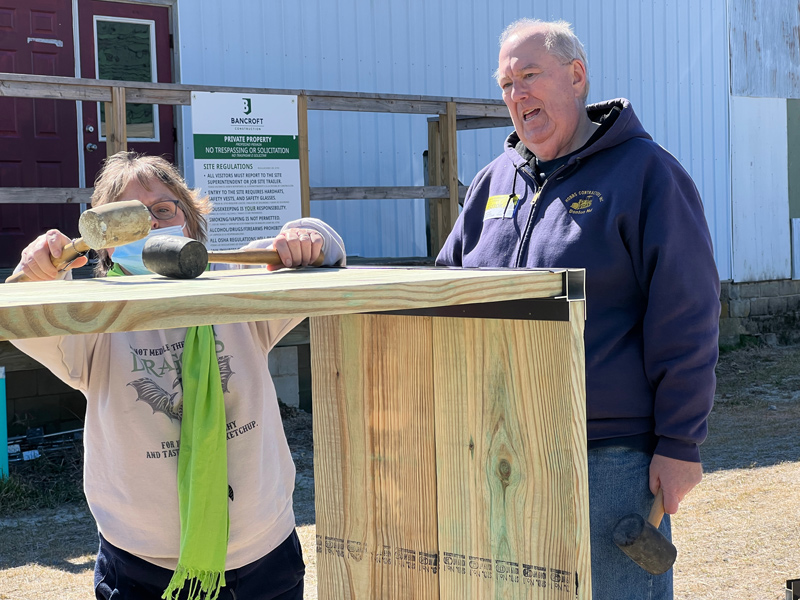 Extension Master Wellness Volunteers Lynne Betts and Dan Towers built raised beds for students at the Sussex Montessori School in Seaford. 