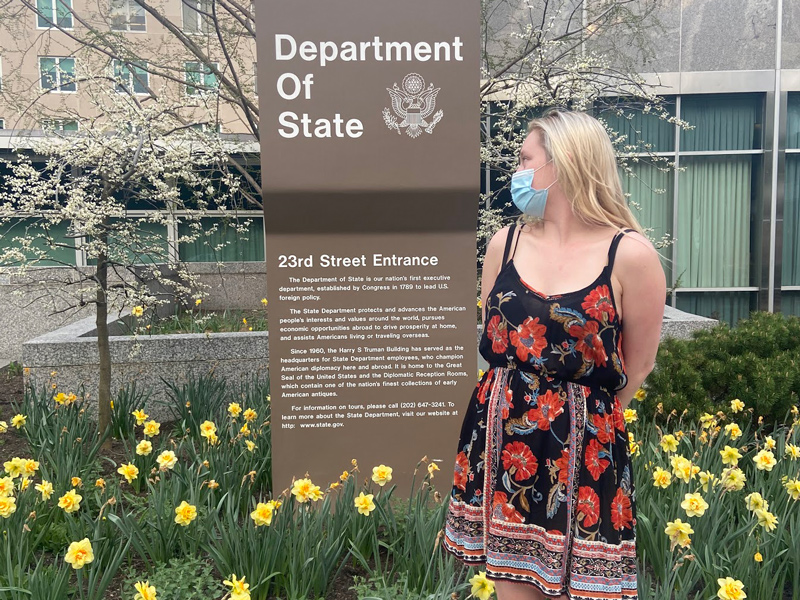 UD student Anna Volin pivoted after her planned internship in Ukraine was canceled and found another internship with the U.S. State Department. UD student Anna Volin pivoted after her planned internship in Ukraine was canceled and found another internship with the U.S. State Department.