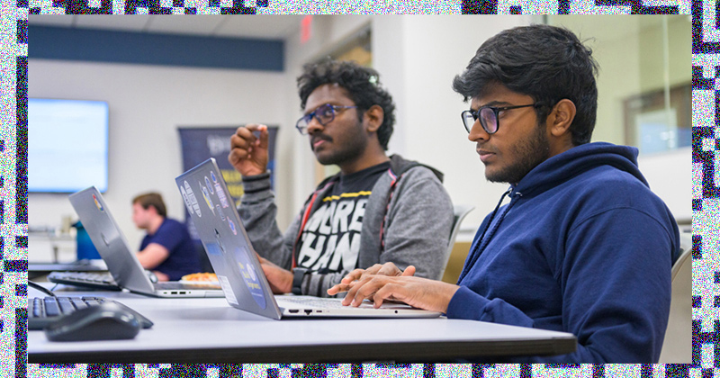 Students studying cybersecurity within the College of Engineering train on digital Capture the Flag competitions while other students also developed challenges for the recently held UD event. Students studying cybersecurity within the College of Engineering train on digital Capture the Flag competitions while other students also developed challenges for the recently held UD event.