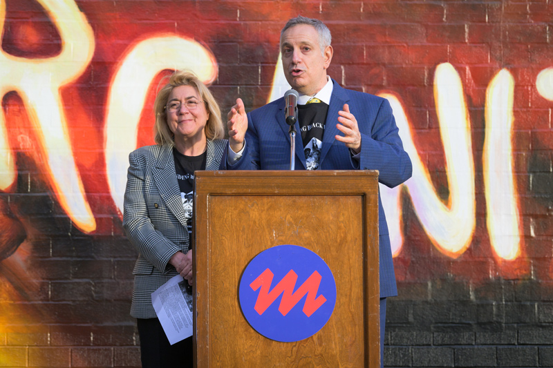 UD President Dennis Assanis spoke at the event and said, “This mural is so inspiring. It connects the Color Conventions movement of yesterday and the inspiration and ability of people to assemble, to organize, to activate and agitate, then brings it forward to today's world and connects it to the Black Lives Matter movement and everything else that is happening to protect our democracy.”