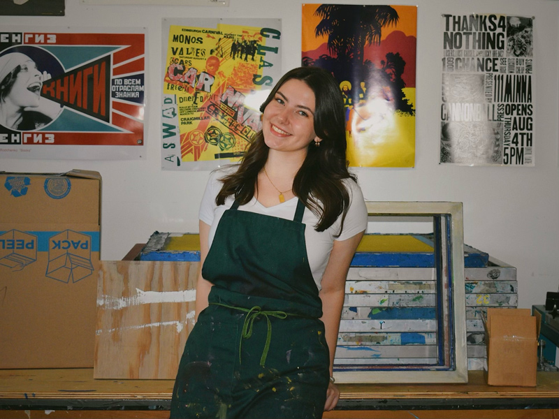 Visual communications major Moira Gervay is fascinated by the art of translating music into compelling visuals. Her undergraduate research at UD is preparing her for a career designing for the music industry while helping artists with their branding and merchandise. Visual communications major Moira Gervay is fascinated by the art of translating music into compelling visuals. Her undergraduate research at UD is preparing her for a career designing for the music industry while helping artists with their branding and merchandise.