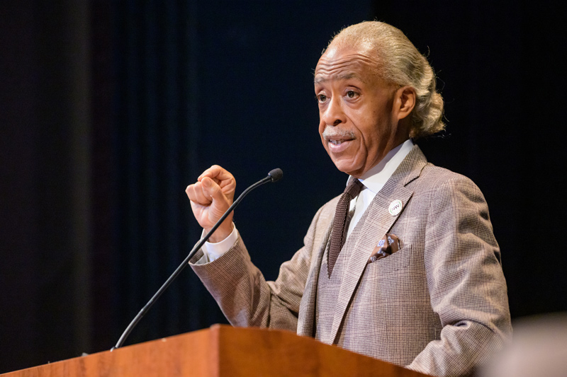 Reverend Al Sharpton, a civil rights activist, Baptist minister, talk show host, politician and founder of the National Action Network, spoke to UD students and community members on Thursday, Oct. 6, in Mitchell Hall for the Cultural Programming Advisory Board’s fall lecture. Reverend Al Sharpton, a civil rights activist, Baptist minister, talk show host, politician and founder of the National Action Network, spoke to UD students and community members on Thursday, Oct. 6, in Mitchell Hall for the Cultural Programming Advisory Board’s fall lecture.