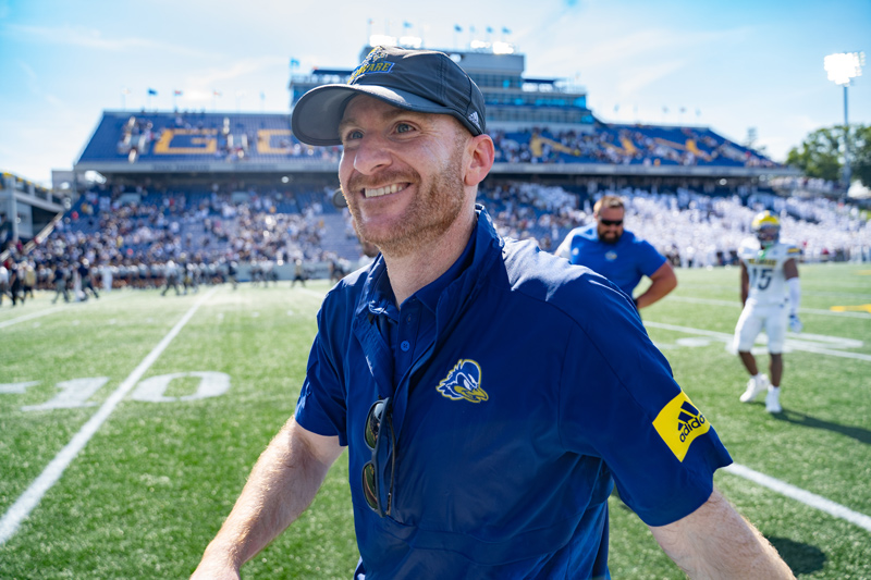 Since returning to campus this year as head coach, Ryan Carty has had an explosive start, including a season-opening win over Navy and one of the largest crowds in recent history. Since returning to campus this year as head coach, Ryan Carty has had an explosive start, including a season-opening win over Navy and one of the largest crowds in recent history.