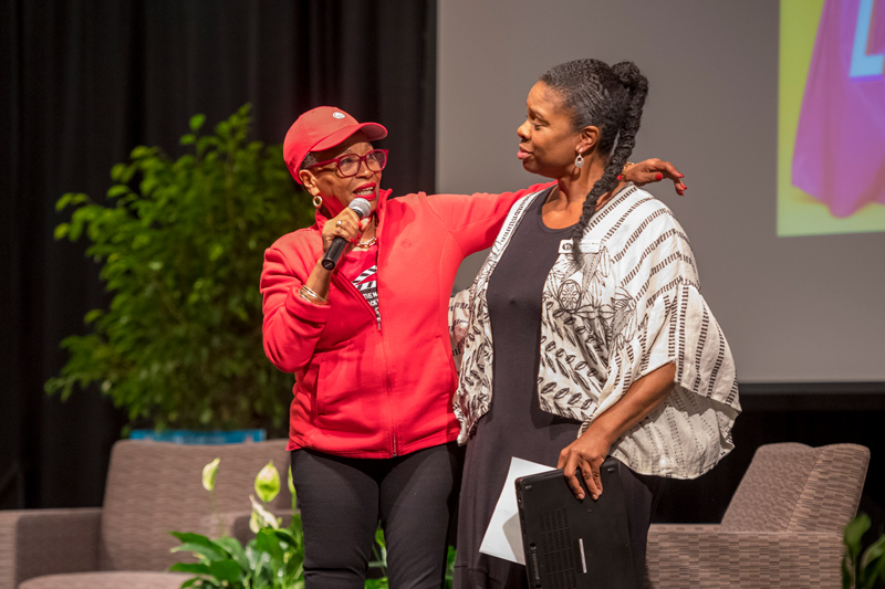 “What I think Jenifer Lewis offers to us all is an example of what living authentically in all environments looks like,” said Kasandra Moye (right), director of the Center for Black Culture at UD. “She offers us an example of how joy can help you rise above many situations.”
