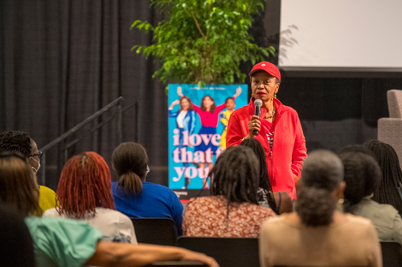 Jenifer Lewis, an actress and author best known for starring on Black-ish, spoke to students, faculty and staff at Trabant University Center on Friday, Sept. 16. The event was sponsored by the Center for Black Culture. Jenifer Lewis, an actress and author best known for starring on Black-ish, spoke to students, faculty and staff at Trabant University Center on Friday, Sept. 16. The event was sponsored by the Center for Black Culture.