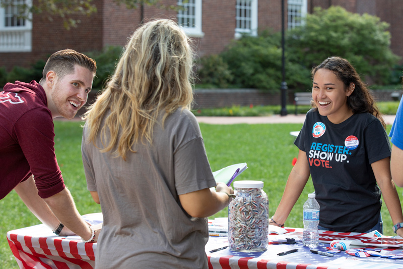 UD students from the nonpartisan civic engagement club Make It Count are helping to register eligible voters. National Voter Registration Day is Tuesday, Sept. 20. UD students from the nonpartisan civic engagement club Make It Count are helping to register eligible voters. National Voter Registration Day is Tuesday, Sept. 20.