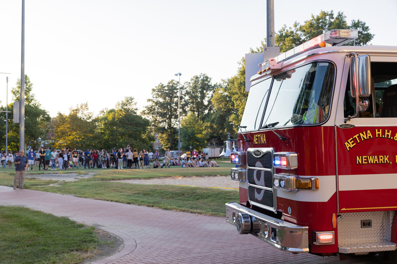 The University of Delaware brought together its police department, environmental health and safety personnel and the local Aetna Hose, Hook and Ladder Company to conduct emergency drills in advance of students moving into residence halls. 
