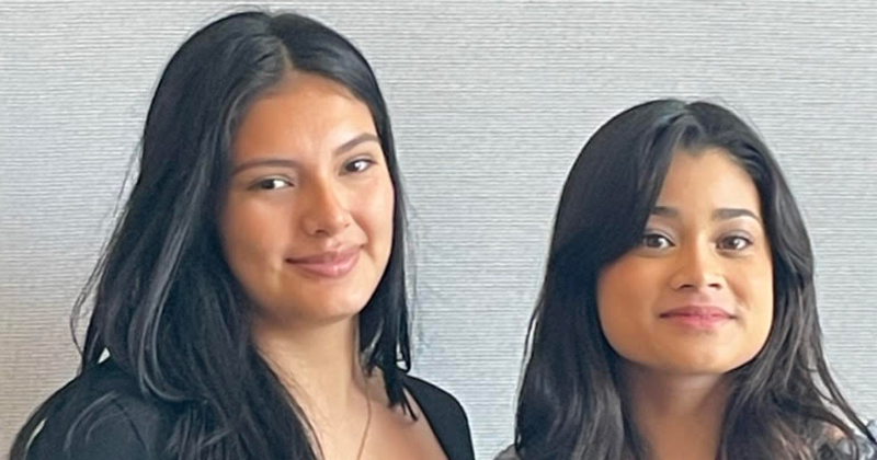 UD Summer Scholars Zarah Zurita (left) and Afrin Mirza helped with research about intimate partner violence.