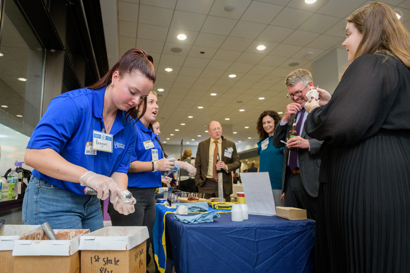 Ice cream from the UDairy Creamery was a popular stop for many at UD Day in D.C. “We know one simple truth,” said Kelvin Lee, interim vice president for research, scholarship and innovation. “If you lure people with UDairy ice cream you can help them learn important things.” Ice cream from the UDairy Creamery was a popular stop for many at UD Day in D.C. “We know one simple truth,” said Kelvin Lee, interim vice president for research, scholarship and innovation. “If you lure people with UDairy ice cream you can help them learn important things.”