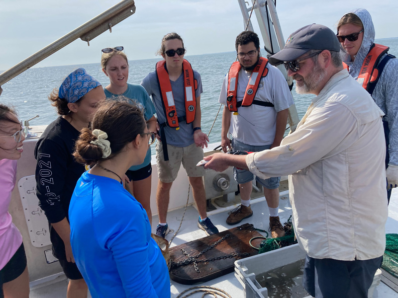 As part of the  10-week Marine Science Summer Program Research Experience for Undergraduates, the students got to go out on the Research Vessel Joanne Daiber and trawl for sea creatures. 
