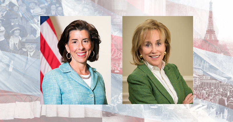 photo illustration of U.S. Secretary of Commerce Gina Raimondo (left) and Valerie Biden Owens, who is chair of the Biden Institute.