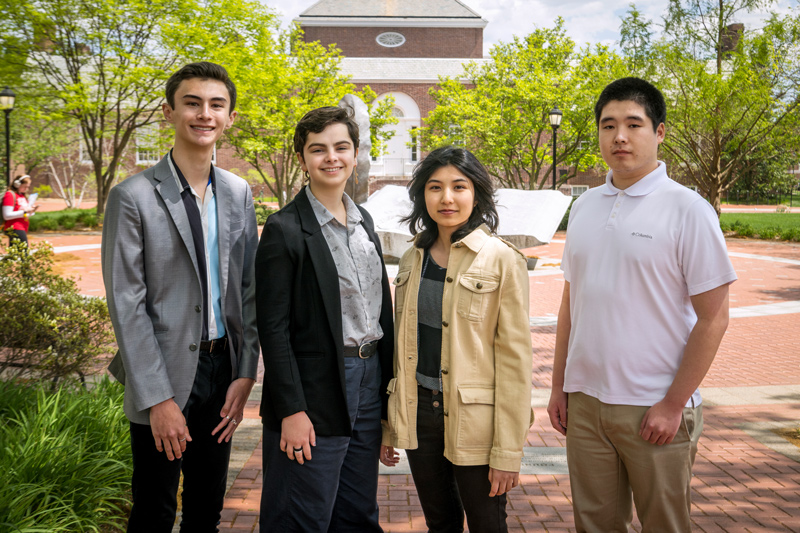 UD’s 2023 Goldwater Scholars are, from left to right, junior Derek Wu, junior Dana Kullgren, junior Miya Mudalamane and junior Qi (Matthew) Zhang. UD’s 2023 Goldwater Scholars are, from left to right, junior Derek Wu, junior Dana Kullgren, junior Miya Mudalamane and junior Qi (Matthew) Zhang.