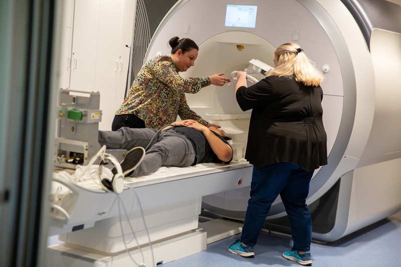 Roxana Burciu’s Motor Neuroscience and Neuroimaging Lab is using custom-made MRI equipment that allows her to study the brain activity in people with lower limb symptoms of Parkinson’s Disease.  