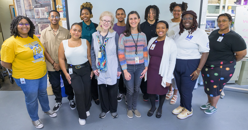 The Introduction to Practical Conservation summer program participants come from HBCUs across the country. Front from left: Sinclair Strong, Fisk University; Joyce G. Vázquez Villanueva, Interamerican University of Puerto Rico; Joyce Hill Stoner; Nina Owczarek; Dominique V. Goden, Florida State University; Shamica A. Terry, Lincoln University; Gabrielle Hilliard, North Carolina Central University. Back from left: Robert Killins III, Tuskegee University; April Lacey, Fisk University; Darius Scott, Howard University; Dorian Henry, University of Arkansas at Pine Bluff; Starr A. Smith, Xavier University.