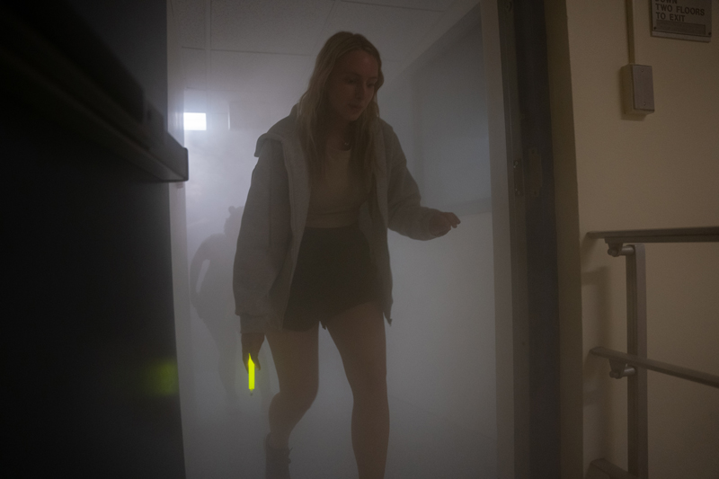 As part of the event, students also had the opportunity to walk or crawl through a simulated smoke-filled hallway.