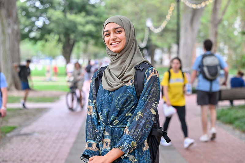 Despite some back-to-school jitters, first-year honors student Lieeba Ahad was excited as she joined thousands of other University of Delaware students as they began the 2023 fall semester.