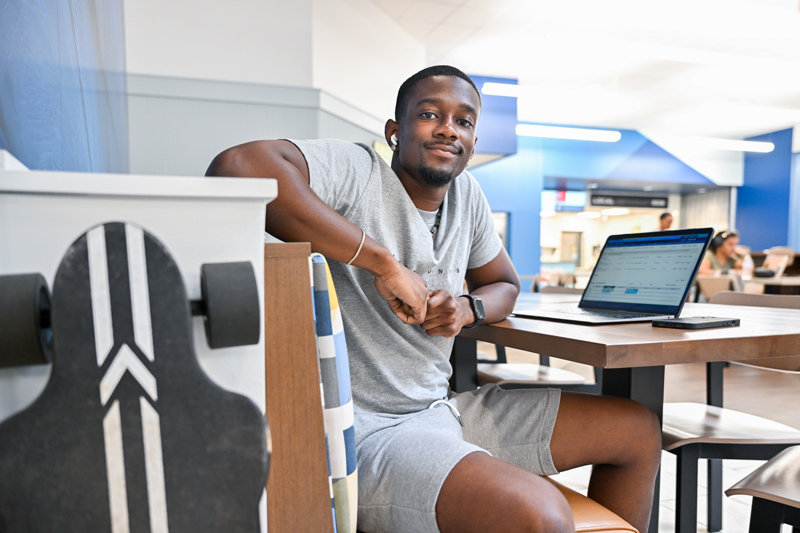 Justin Rowe, a senior medical diagnostics major, offered advice to new students: “Number one: Go to class. And if you think you need help, don’t be afraid to seek it out.” Justin Rowe, a senior medical diagnostics major, offered advice to new students: “Number one: Go to class. And if you think you need help, don’t be afraid to seek it out.”