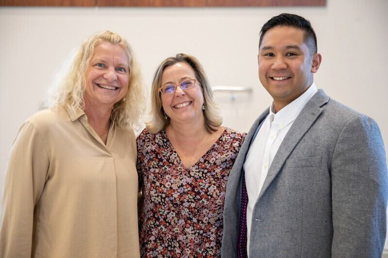 From left to right, Karin Grävare Silbernagel, professor of physical therapy; primary investigator Blue and Gold Distinguished Professor of Biomedical Engineering Dawn Elliott; and Justin Parreno, assistant professor of biology, are studying multi-scale tendon damage and abnormal cellular responses in tendinopathy thanks to a nearly $2.3 million NIH grant. Parreno is looking at the role F-actin plays in regulating tendinosis. From left to right, Karin Grävare Silbernagel, professor of physical therapy; primary investigator Blue and Gold Distinguished Professor of Biomedical Engineering Dawn Elliott; and Justin Parreno, assistant professor of biology, are studying multi-scale tendon damage and abnormal cellular responses in tendinopathy thanks to a nearly $2.3 million NIH grant. Parreno is looking at the role F-actin plays in regulating tendinosis.
