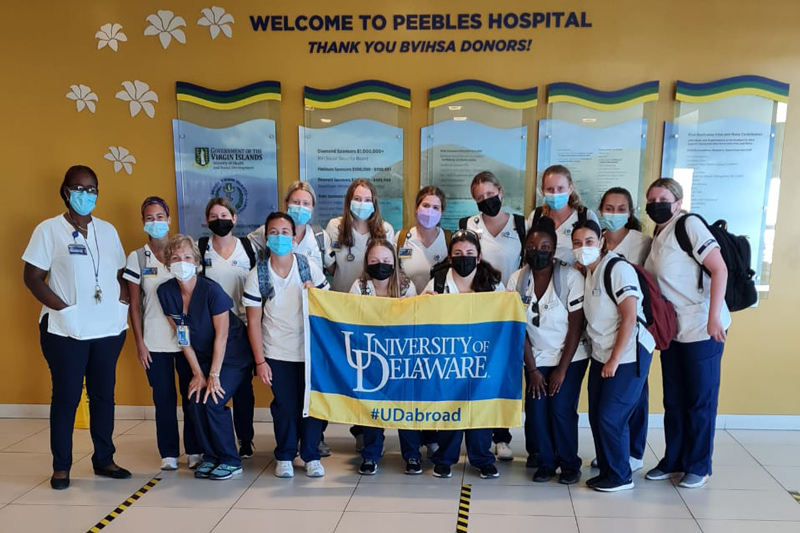 Study abroad students work alongside healthcare providers inside an acute care hospital in the British Virgin Islands. Study abroad students work alongside healthcare providers inside an acute care hospital in the British Virgin Islands.